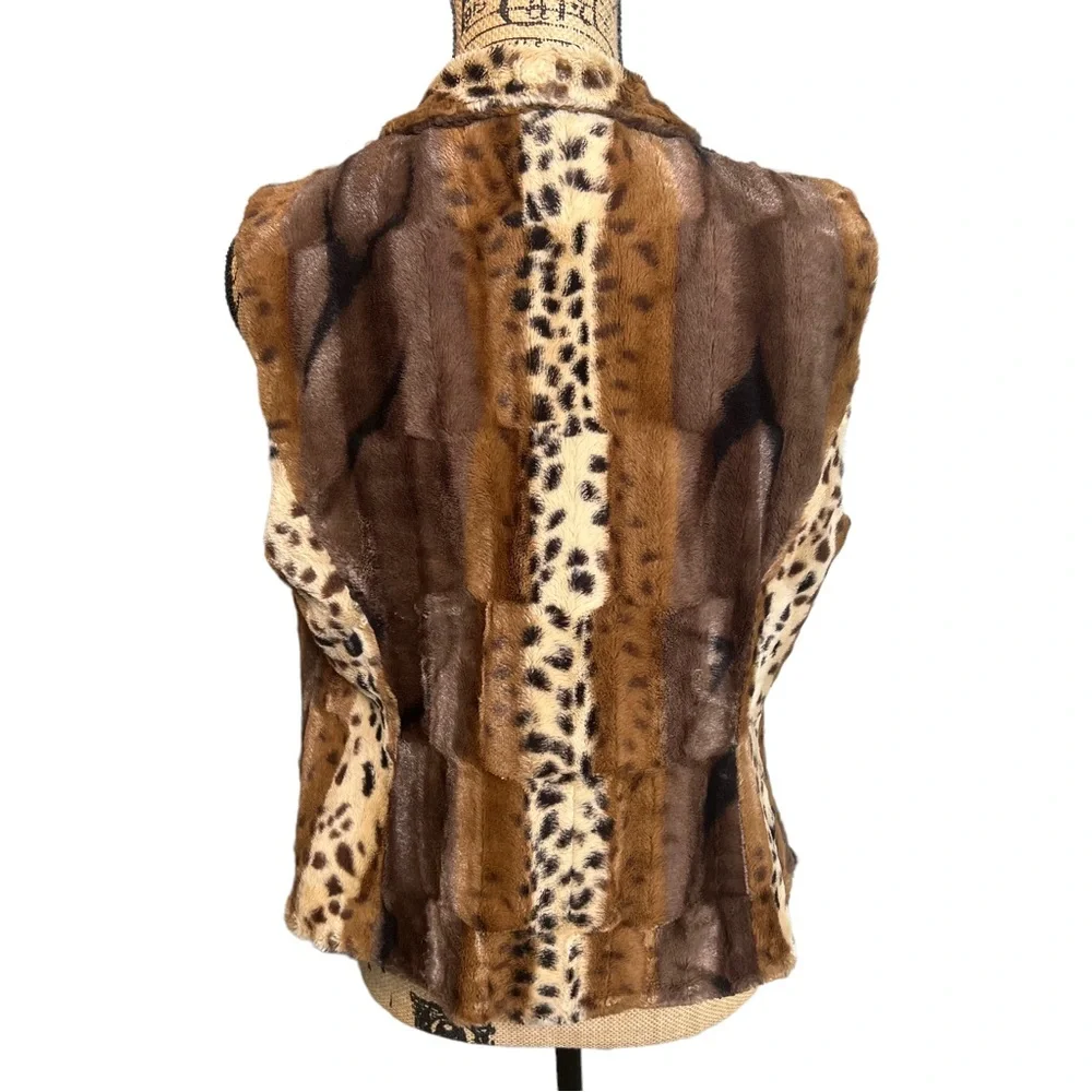 Kate Rosy Faux Fur Neutral Browns Vest sz Medium P - Picture 5 of 6